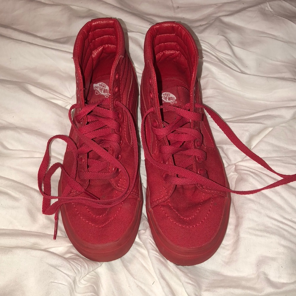 high top all red vans